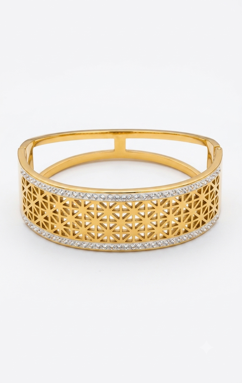 Open-Band Crystal Mesh Standard Size Kada Bracelet