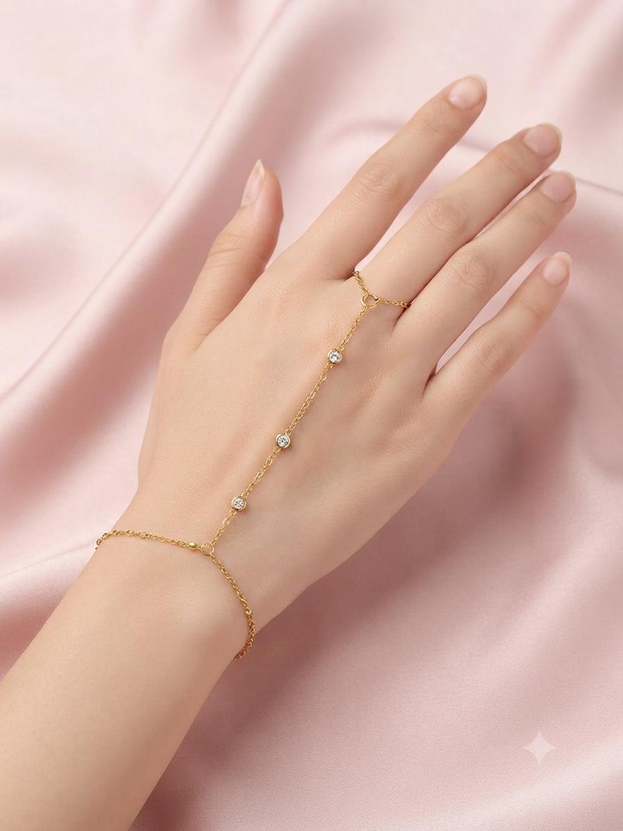 Minimalist Round Stone Hand Chain