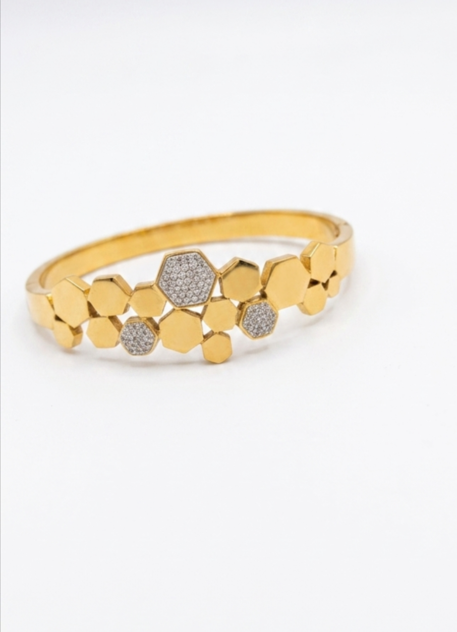 Honeycomb  Crystal Standard Size Kada Bracelet