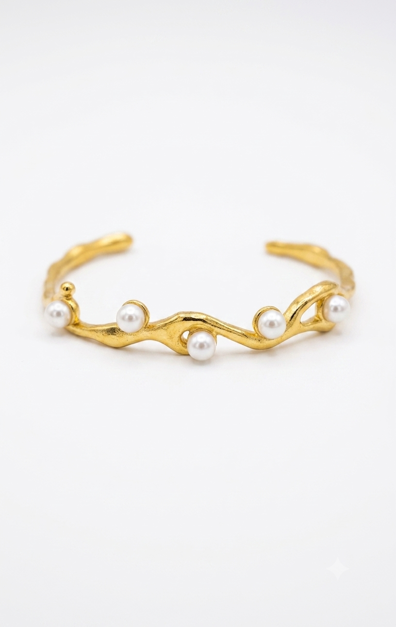 Pearl Wave Cuff (kada bracelet)