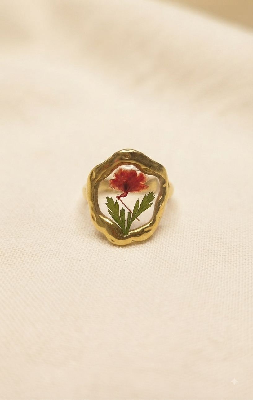 Red Flower Resin Ring (Adjustable)
