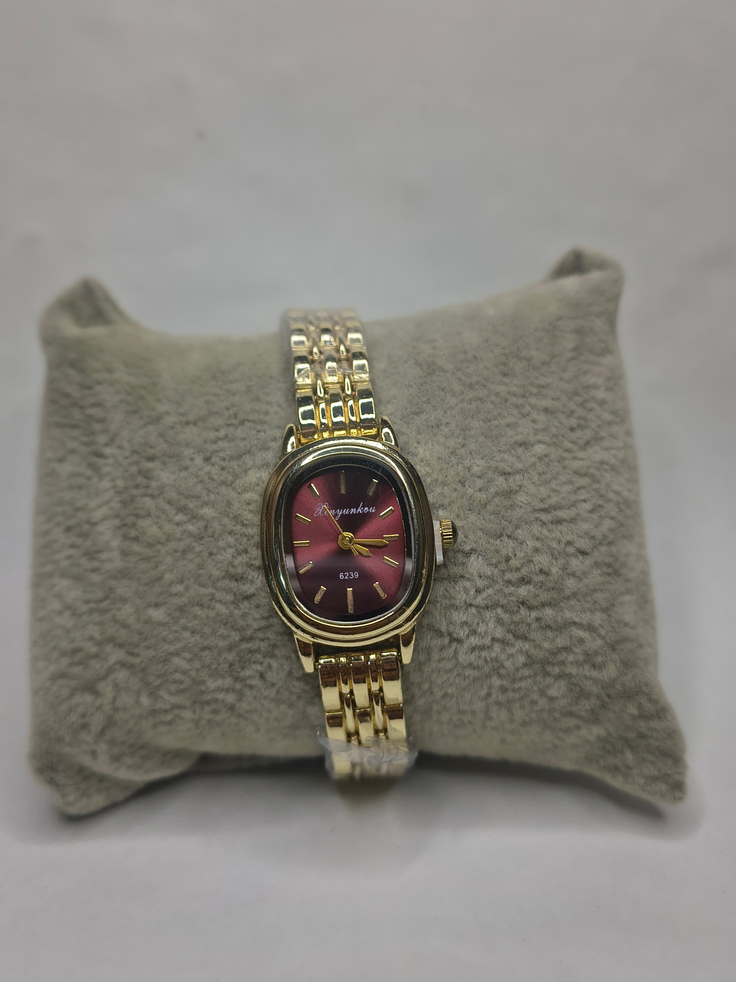 Ruby Glow Oval Watch (Wine Dial)