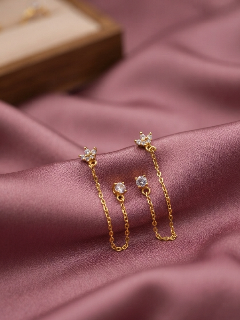 Crown Chain Drop Ball-Back Studs