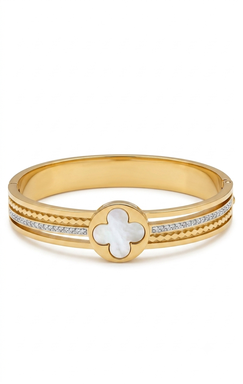 Clover Pearl Baby Size Kada Bracelet