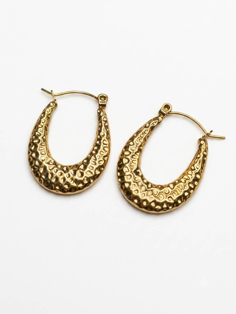 Statement Hammered  Hoops Earrings