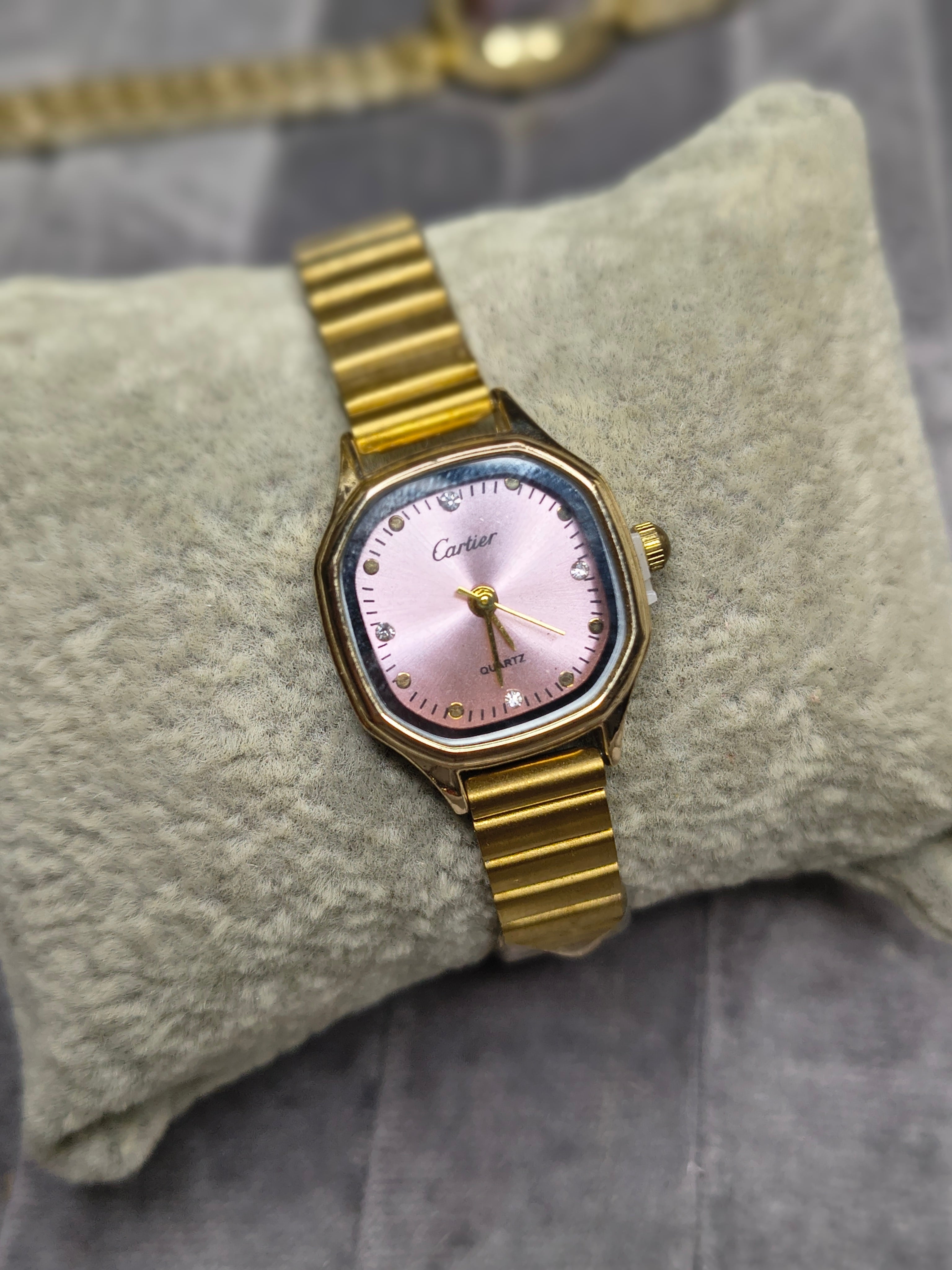 Blush Luxe Cartier Watch 🌸 ( square pink dial)