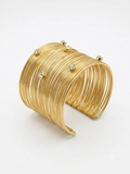 Crystal-Embellished Golden Wire Cuff