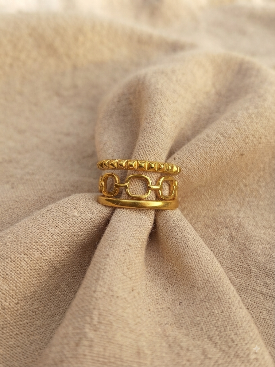 Triple-Layer Statement Adjustable Ring ✨