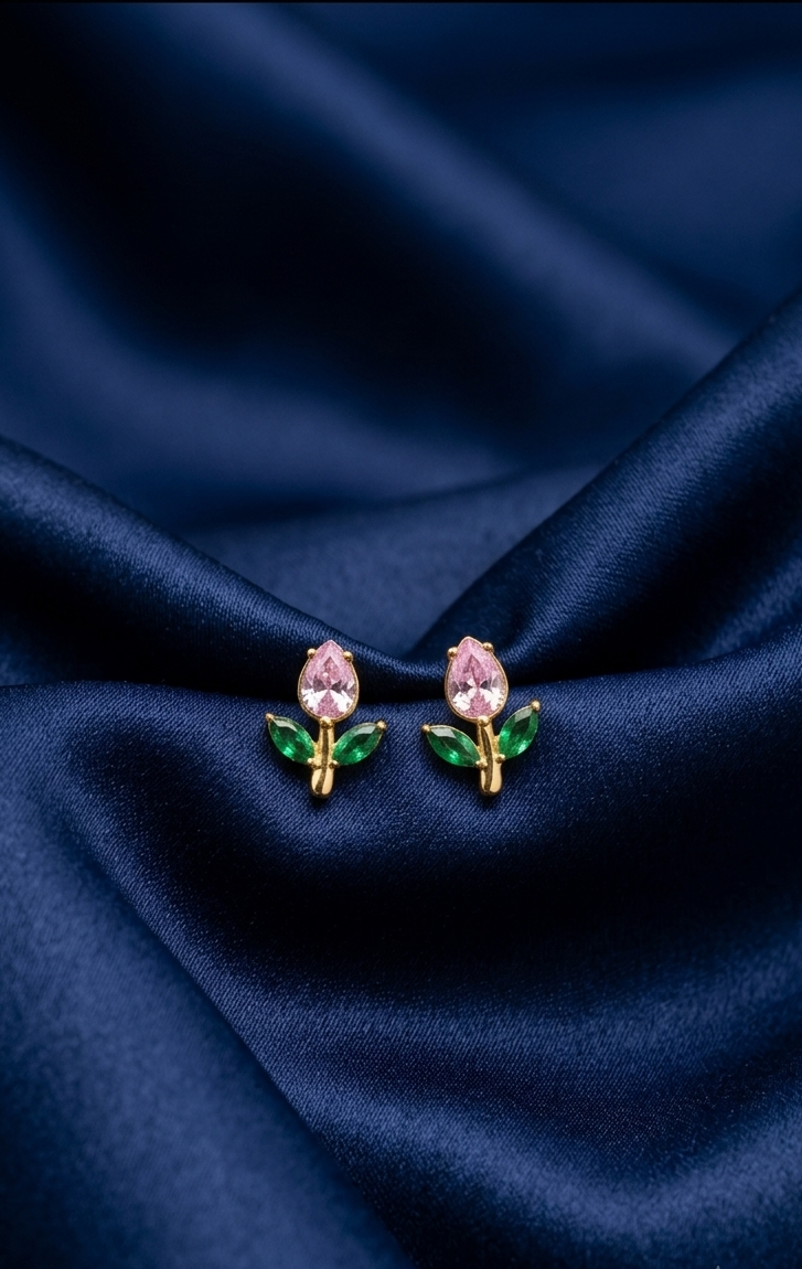 Tulip Crystal Studs Earrings 🩷
