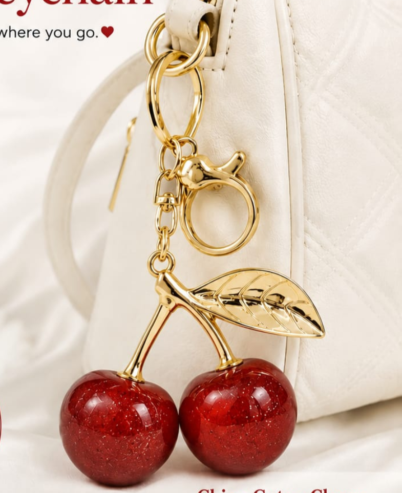 Cherry charm keychain