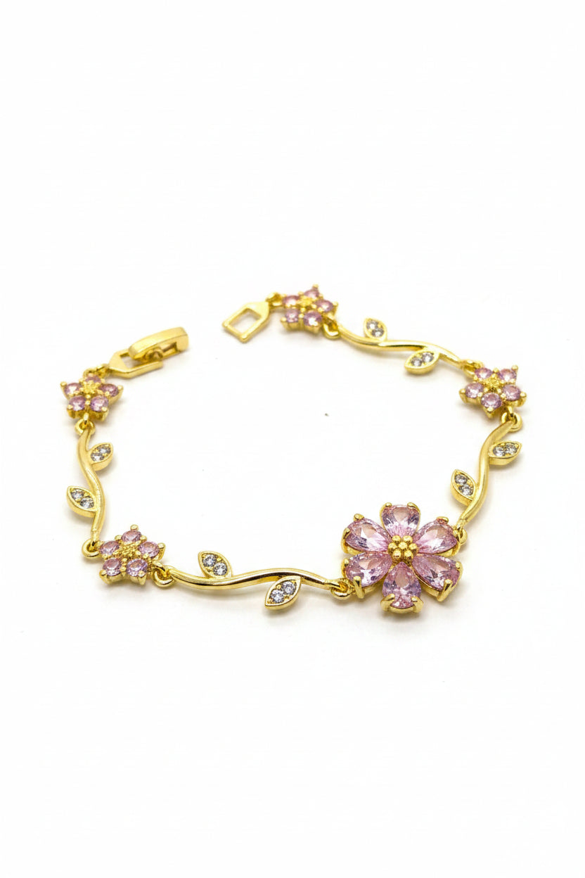 Pink floral crystal bracelet 💝