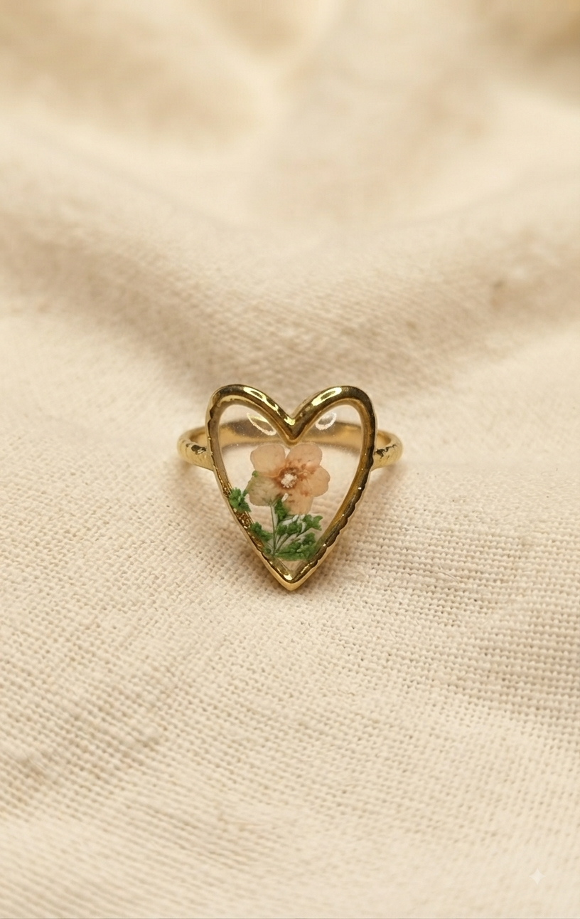 Heart Blossom Resin Ring(Adjustable)
