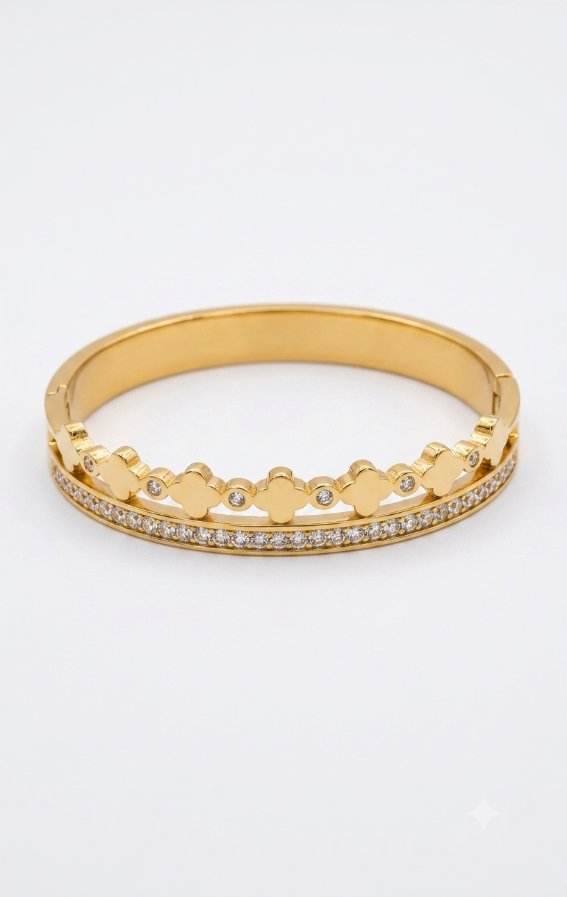 Clover Crown Double Band Baby Size Kada Bracelet