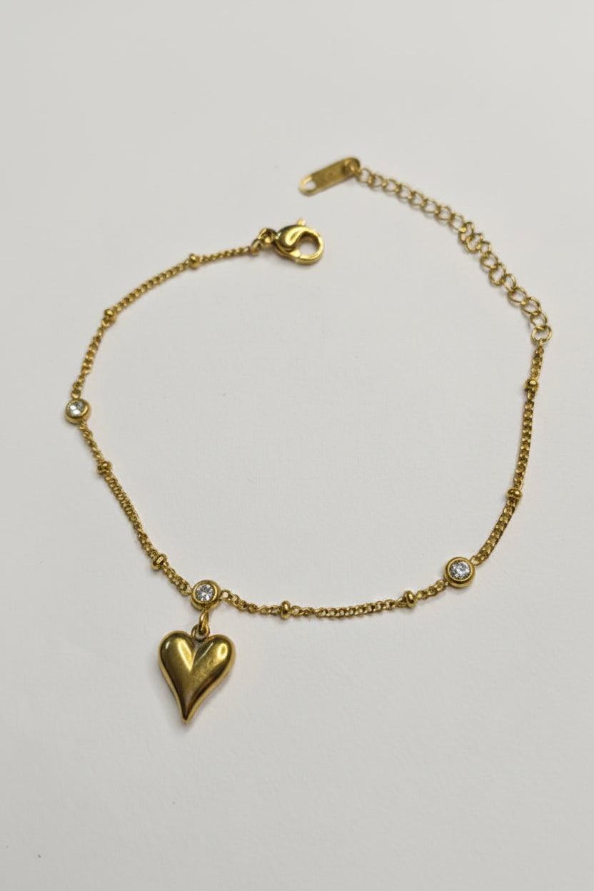 Heart Charm Drop Bracelet 🫶🏻✨