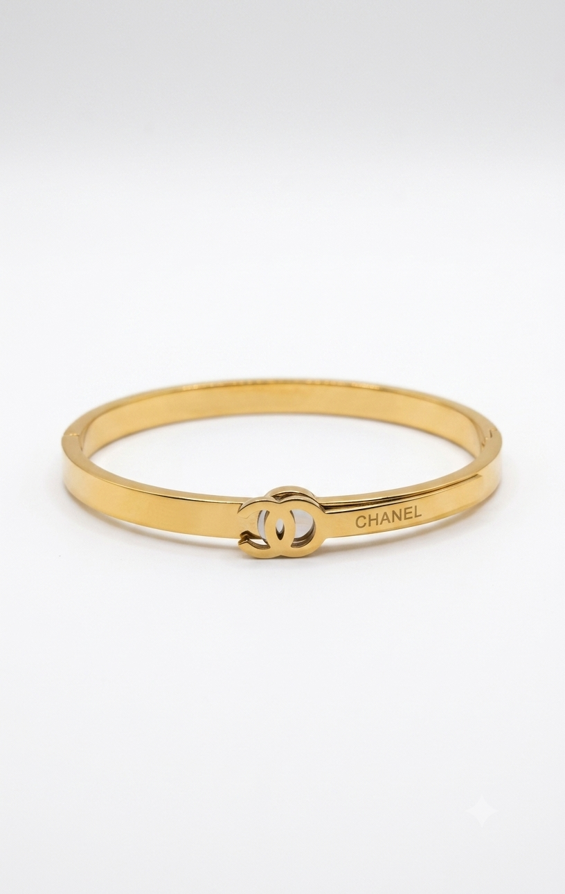 Interlocking Chanel Signature Standard Size Kada Bracelet