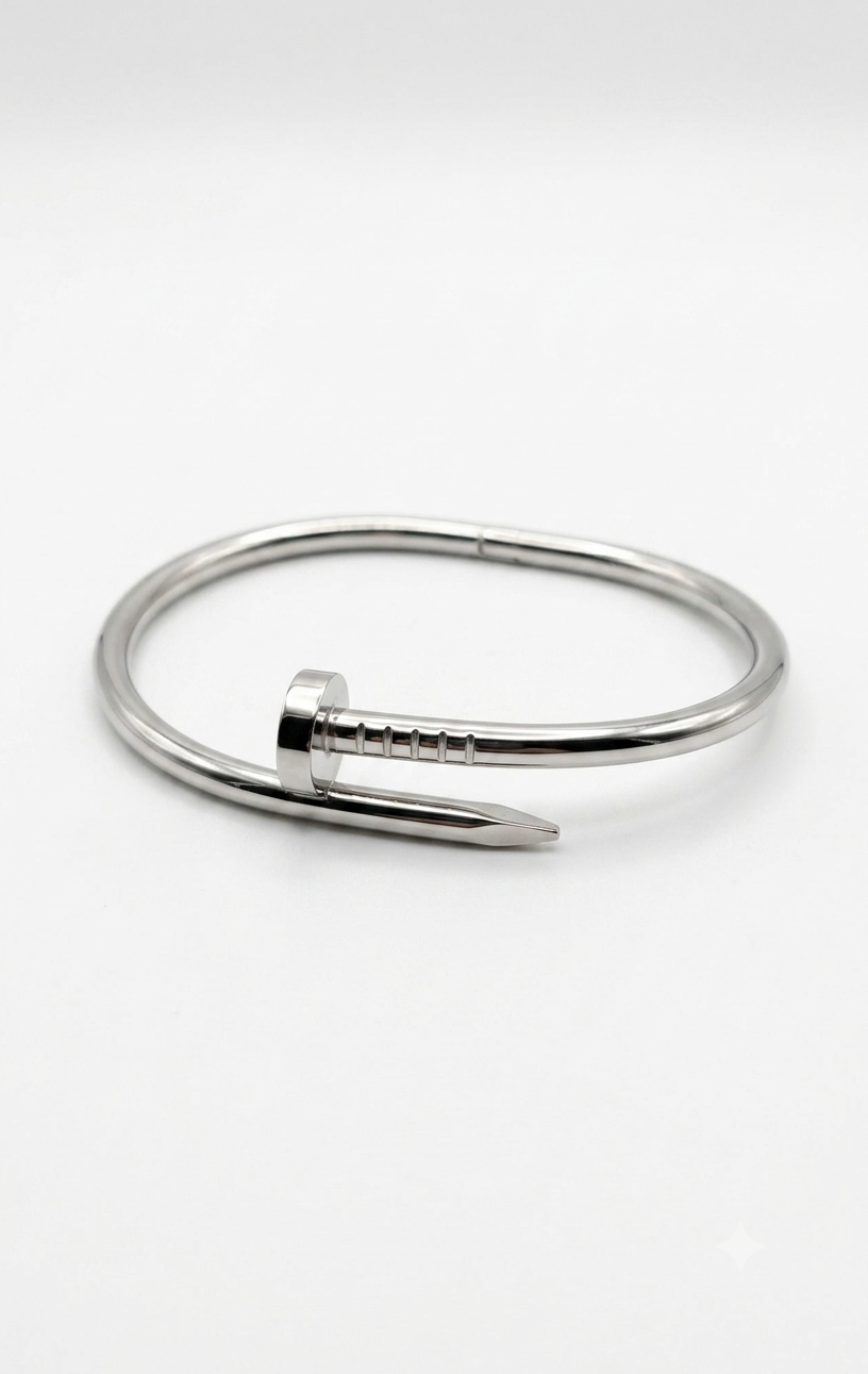Silver Nail Baby Size Kada Bracelet