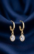 Oval Crystal Drop Earrings