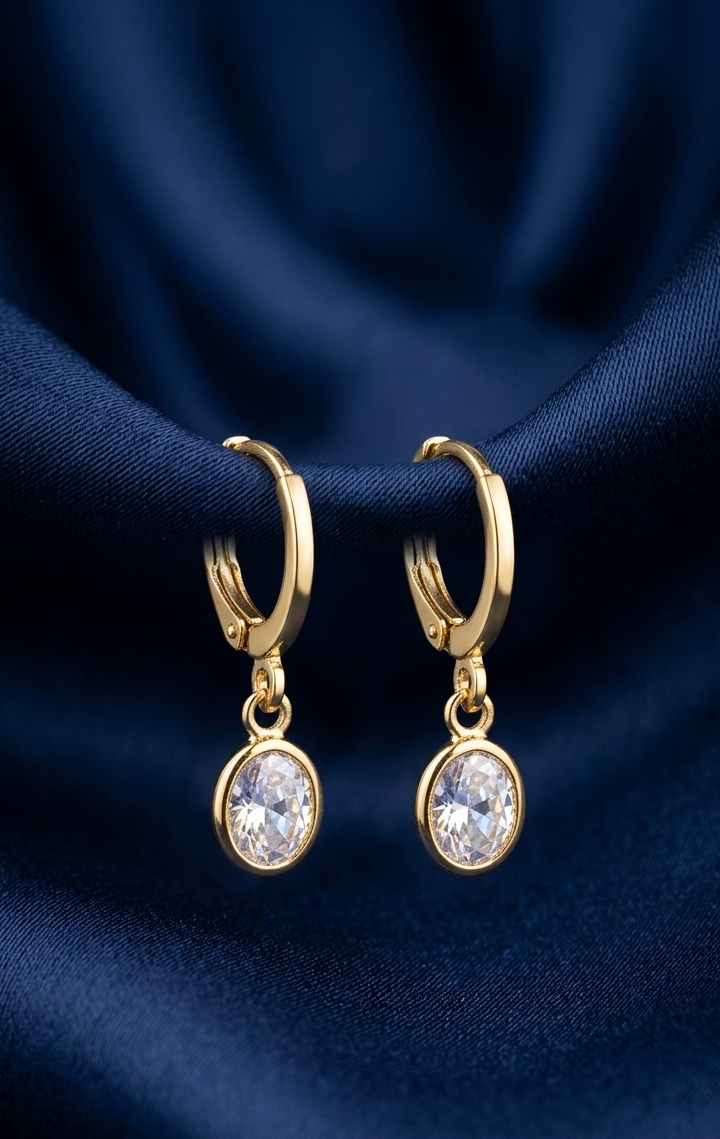 Oval Crystal Drop Earrings