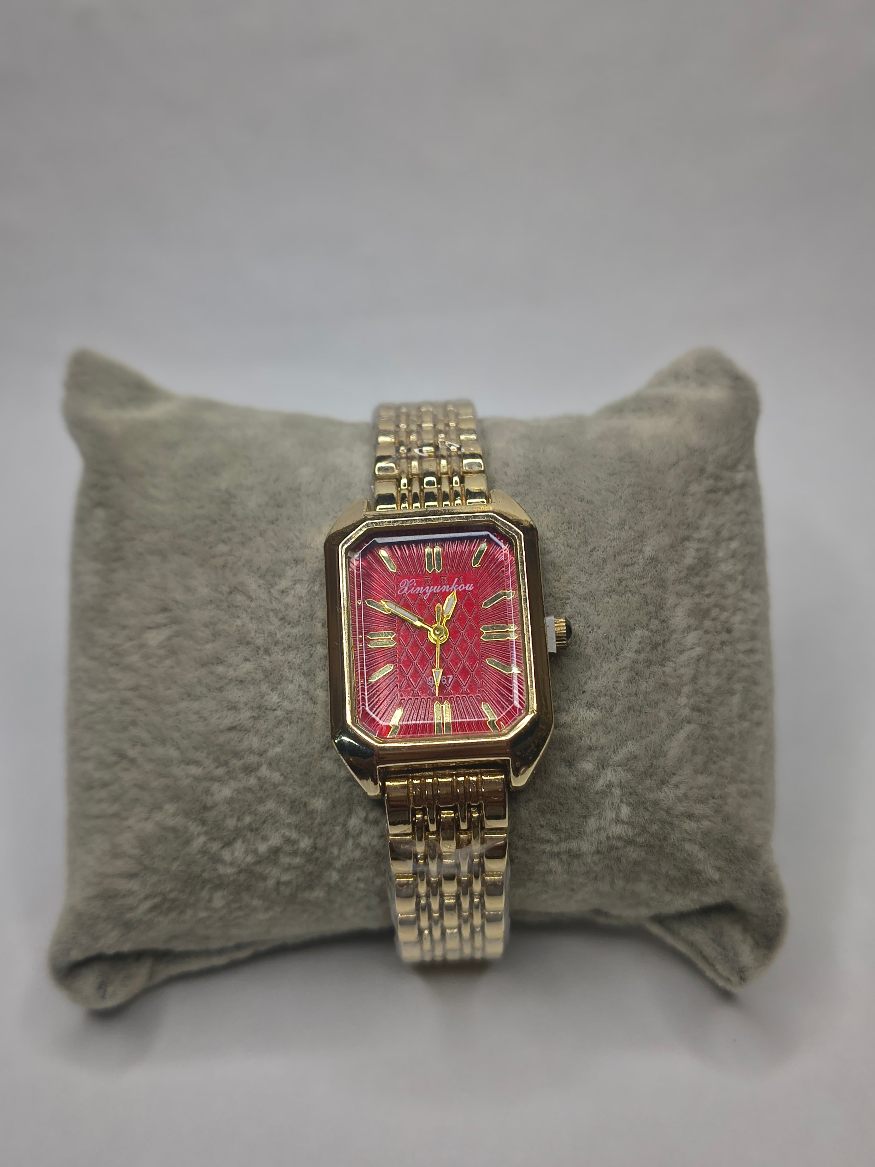 Rose Radiance Square Watch (Red Dial)