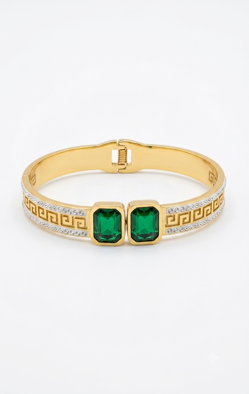 Dual Emerald-Cut Standard Size Kada Bracelet