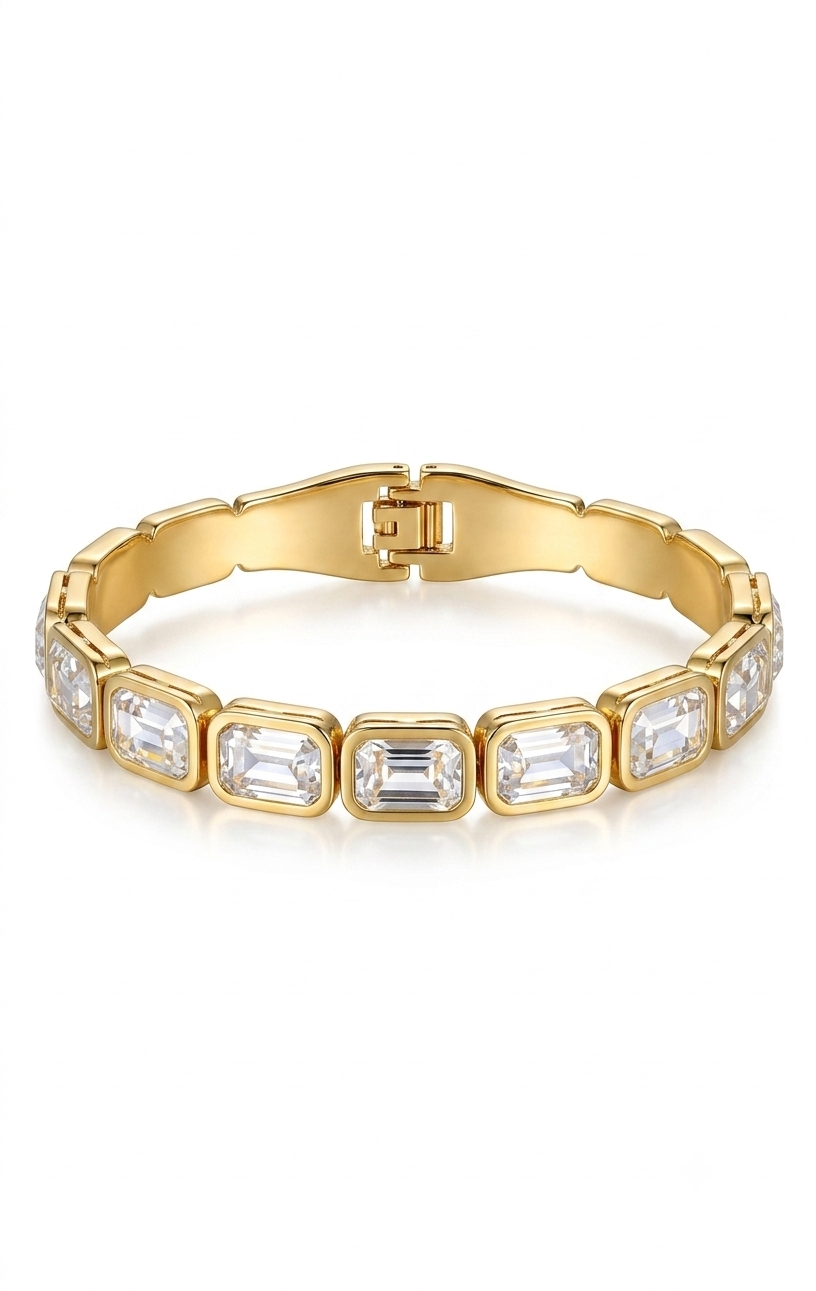 Emerald-Cut Crystal Statement Baby Size Kada Bracelet
