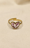 Heart Purple Floral Resin Ring (Adjustable)