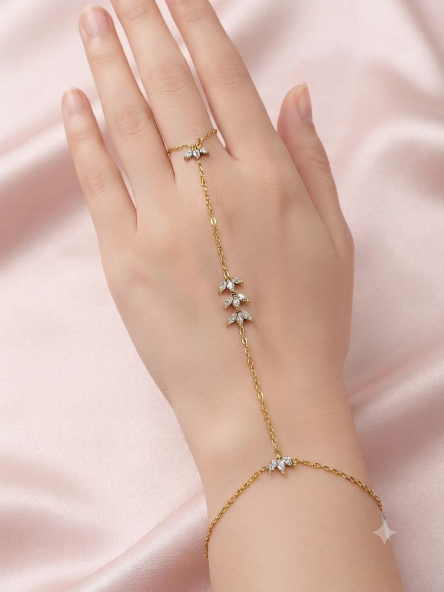 Minimalist Leaf Stone Hand Chain