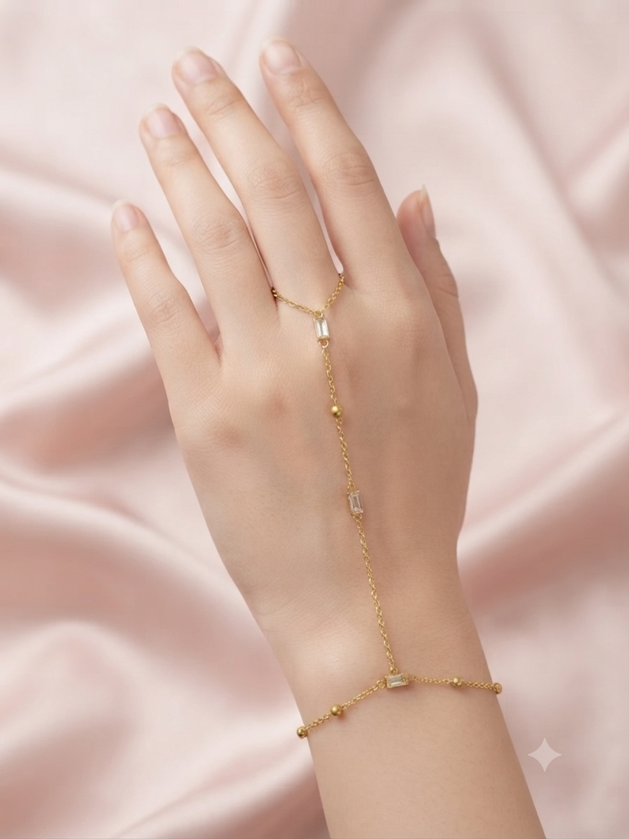 Minimalist Rectangle Stone Hand Chain